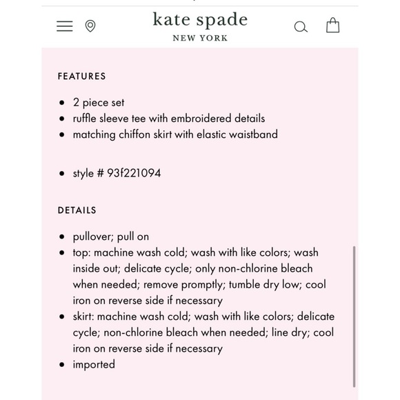 NWT Kate Spade New York skirt and top set - Picture 7 of 7